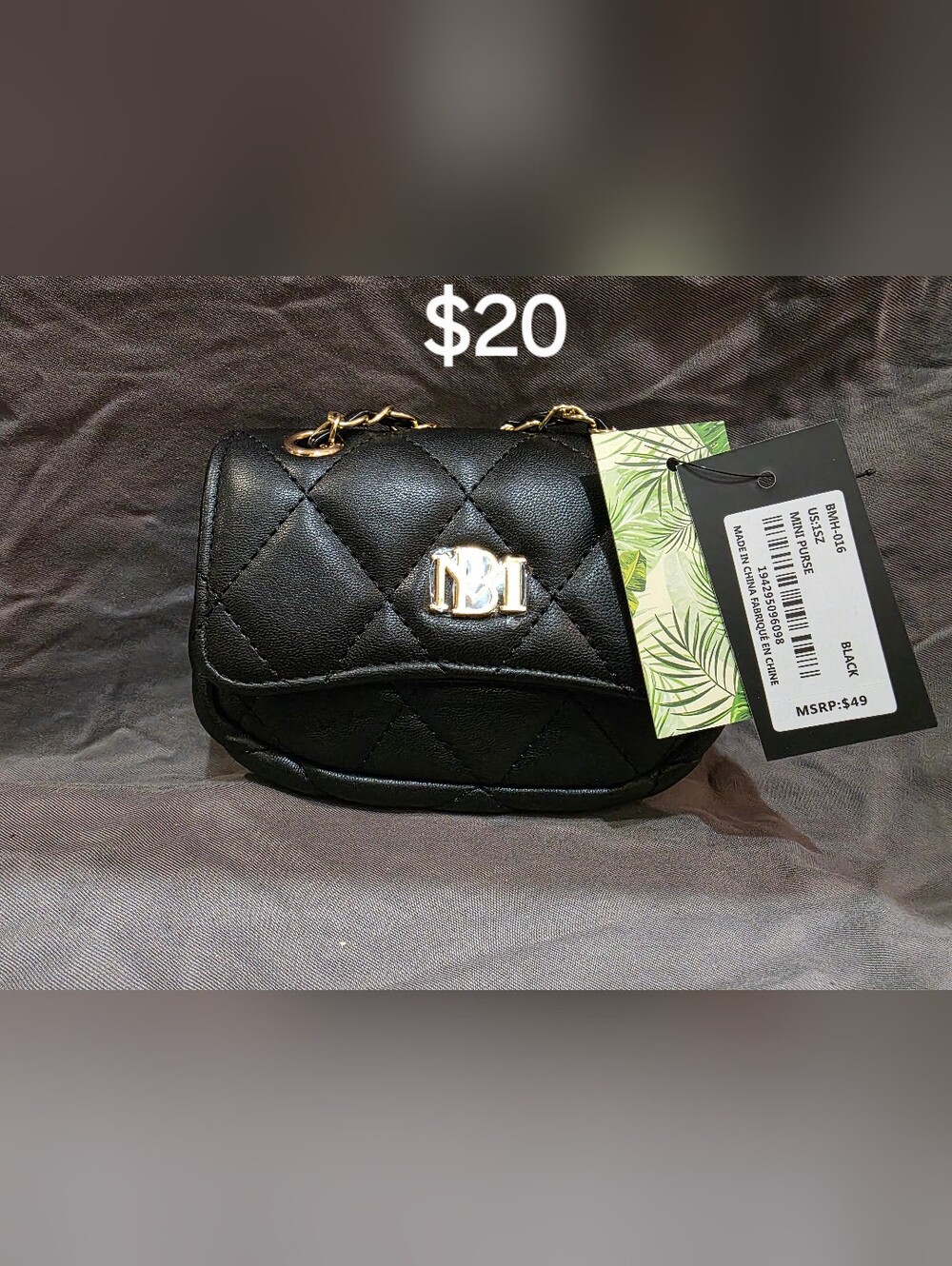 Badgley Mischka Black Quilted Mini Crossbody with Gold Hardware